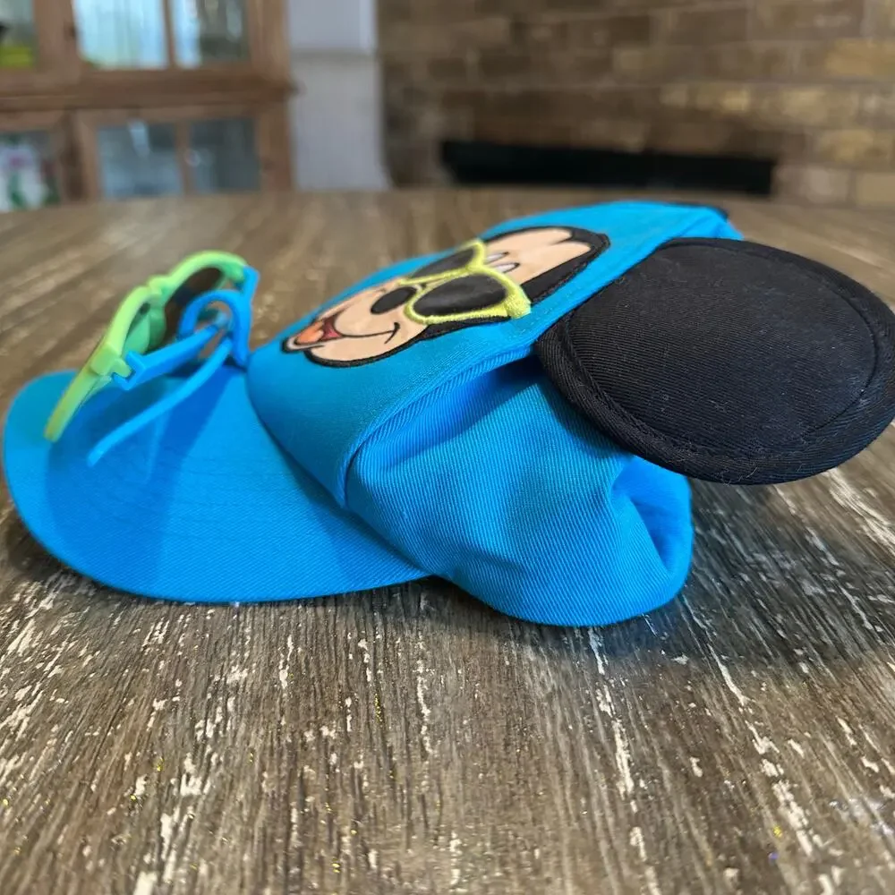 Walt Disney World Park Exclusive Mickey Mouse Ears Hat Cap w/ Sunglasses Blue